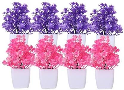 KanRaj Artificial Flower Plant With Pot pack of 8 HD8 Multicolor Wild Flower Artificial Flower  with Pot