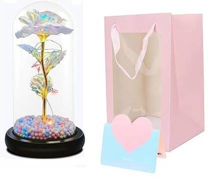 ANADI Acrylic Preserve Flowers,Rose Gift Thermocol Goli Artificial Flower LightUp Rose Multicolor Rose Artificial Flower