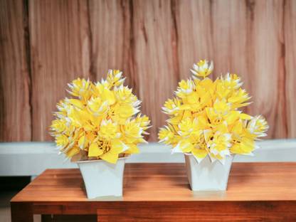 RBT TRADERS Yellow Wild Flower Artificial Flower  with Pot