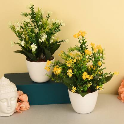 INSPIRING BRUSH Artificial Flowers for Home Decor Yellow Bird of Paradise Artificial Flower  with Pot