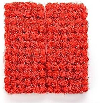 GIRIRAJ COLLECTION 200 Pcs Artificial Foam Rose Flowers Fake Foam red Rose Water Floating Flowers Red Rose Artificial Flower
