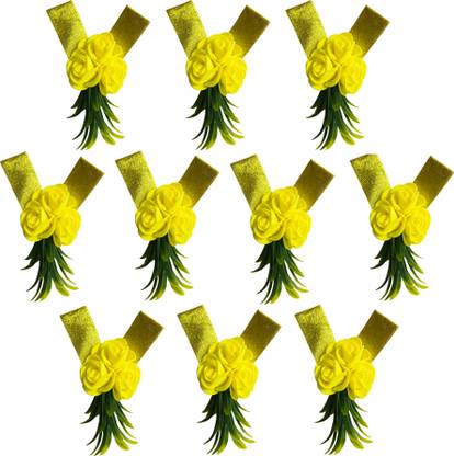 Akp Set of 10 Decorative Artificial Gift Flower Hamper for gifting items Yellow Rose Artificial Flower
