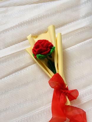 ziva Handmade crochet rose flower Red Rose Artificial Flower