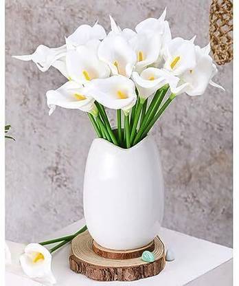 प्रजना Artificial Flower Rubber Lily Sticks 5 Sticks (white) सफेद लिली नक़ली फूल