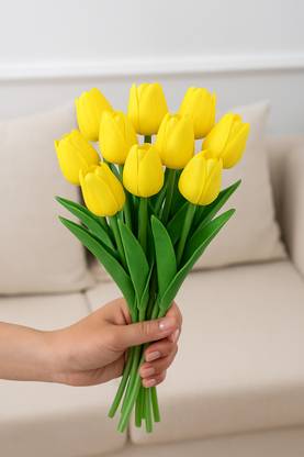 Ikko Tulip - Bunch for Vase Pot Home Decorations Yellow Lily Tulips Yellow Tulips Artificial Flower