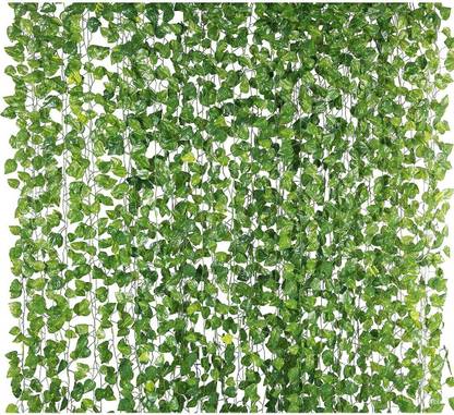 HYPEBEAST 8ft Set of 3 Artificial Money Plant Vine,For|Home|Wall|Office|Garden|Decoration Green Hibiscus Artificial Flower