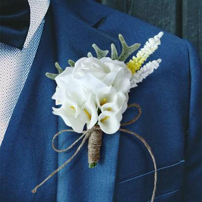 Calandis Wedding Flower Calla Lily Corsage Groom Best Man Boutonniere Pin Party White Wild Flower Artificial Flower