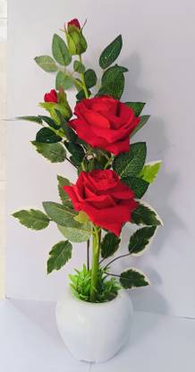 PCE PCE_Rose Red Rose Artificial Flower  with Pot