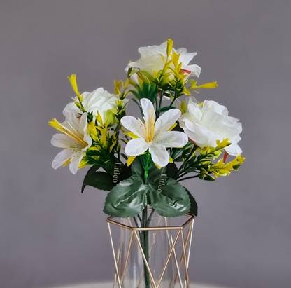 Litleo White Rose, Lily Artificial Flower