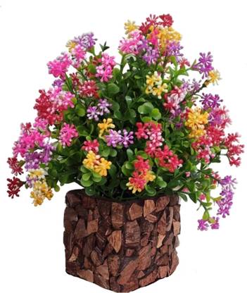 zonezer Multicolor Daisy Artificial Flower  with Pot