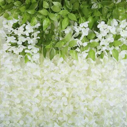 Satyam Kraft 6 pcs Artificial Wisteria Flower Hanging Garland Long String Home Party Decor White Westeria Artificial Flower