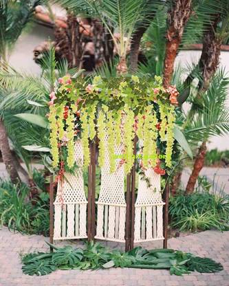 well art gallery Artificial Fake Wisteria Vine Ratta Silk Home Party Wedding Decor (6PCS Green) Green Westeria Artificial Flower
