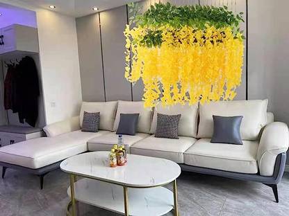 well art gallery 6 Pack Artificial Wisteria Hanging Vine Flowers for Wedding Party Wall Decor Yellow Westeria Artificial Flower