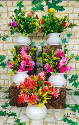 Jaymaa Collection Multicolor, Red Wild Flower Artificial Flower  with Pot
