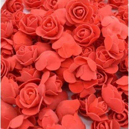 Qroof Artificial Foam Flowers for Home Decoration - 50 pcs (RED )