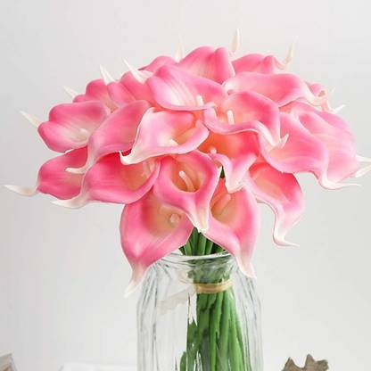 TIED RIBBONS Decorative Artificial Callalily Flowers for Vase Pot Home Decorations Gift Item Pink Callalily Artificial Flower