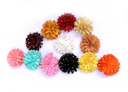 Honbon Multicolor Artificial Fabric Flower Brooch For Juda Maker Tools,Decor,Art & Craft 12pc