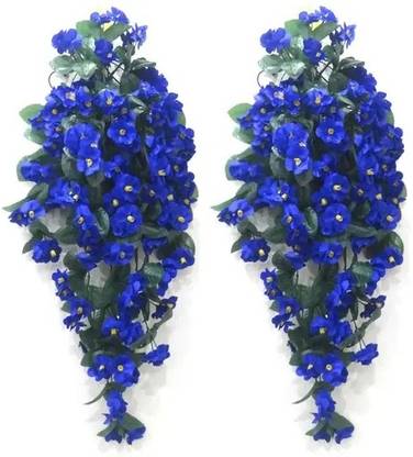 Bloom Boom Artificial Moon Creepers hanging flower Blue Daisy Artificial Flower  with Pot