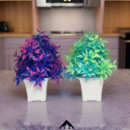 Cpstore gp12 Blue, Green Wild Flower Artificial Flower  with Pot