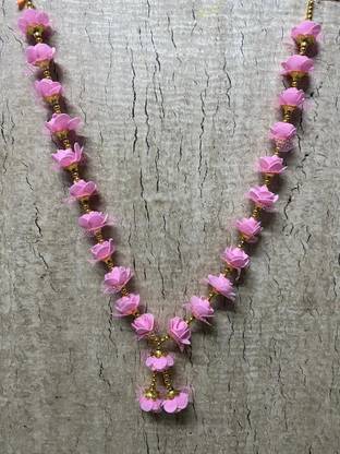 CROWN NIMREET Artificial Foam Flower Garland for Photo Frame and God Idol Pink Rose Artificial Flower