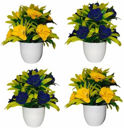 sami Set of 4 Multicolor Wild Flower Artificial Flower  with Pot