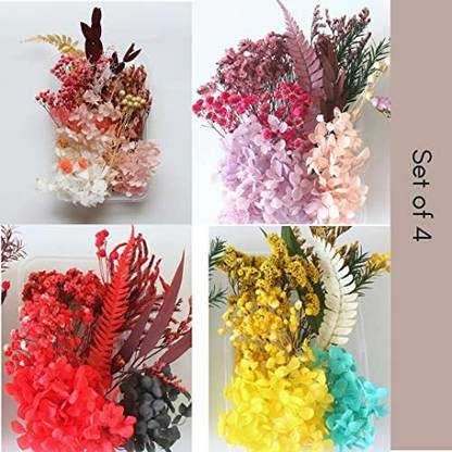 IKALAA Preserved Dried Flowers combo,Resin Art Multicolor Hydrangea, Dried Twigs, Eucalyptus Artificial Flower
