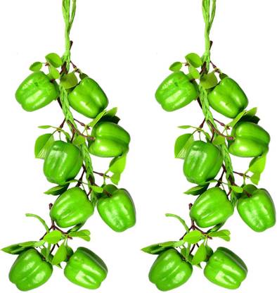CRYSTU Artificial Hanging Green Chilli Vegetable Home And Kitchen Decoration Artificial Fruit