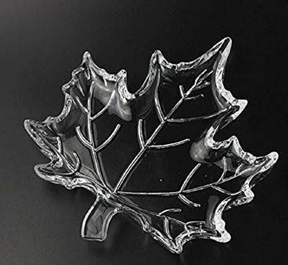 HOMOM Clear Crystal Leaf Shape Plate Glass Tray for Serving Plate Home Decoration Artificial Fruit