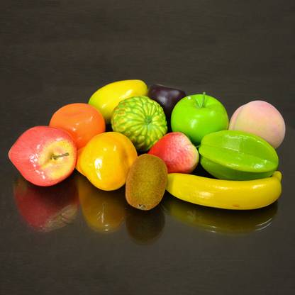 REIKI CRYSTAL PRODUCTS Mix Artificial Fruits Banana, Mango, Orange, Apple, Pear, Peach, Kiwi, Custard Apple, Carambola, Strawberry Home Decoration Items Set Artificial Fruit