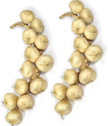 CRYSTU Artificial Hanging Garlic Vegetables For Home Decoration, Pack Of 2 Artificial Fruit