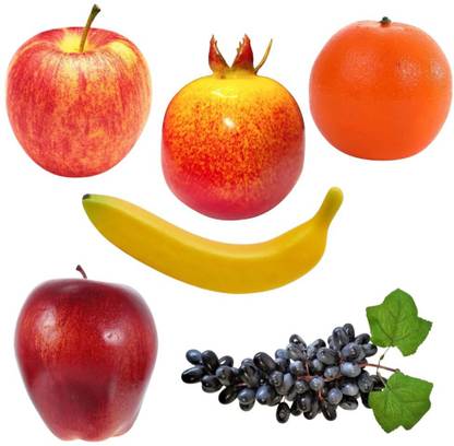 CLOUDEX Artificial Fruits Combo for Fruits Decoration (Pack of 6) Mixed Fruits & grapes Artificial Fruit
