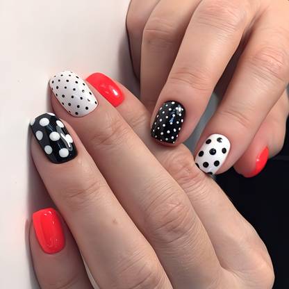 The NailzStation fake nails designer bridal artificial nails for wedding press on nails with glue Pink, Black