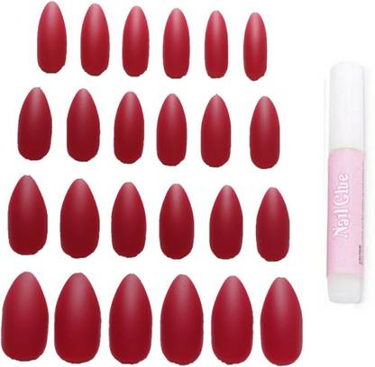 BUZIVENTURES REUSABLE NAILS WITH NAIL GLUE WINE MATTE NAILS, WINE BURGUNDY, MATTE, BEAUTIFUL NAIL, SALON, WINE DESIGNER