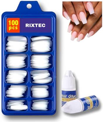 RIXTEC Nair Art (100 Pieces Nails With Glue) White