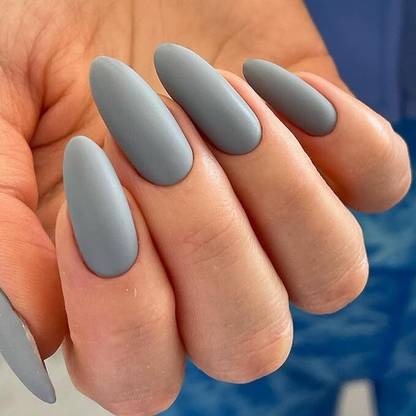 BOZLIN Press On Nails, Press On Manicure 24 Pcs Artificial Nail Jelly Glue on Nails (Grey)