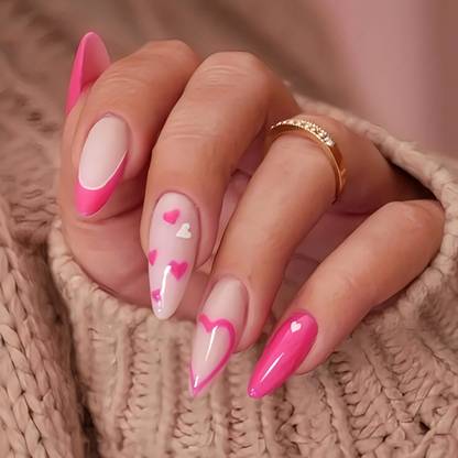 The NailzStation fake nails designer bridal artificial nails for wedding press on nails with glue Pink