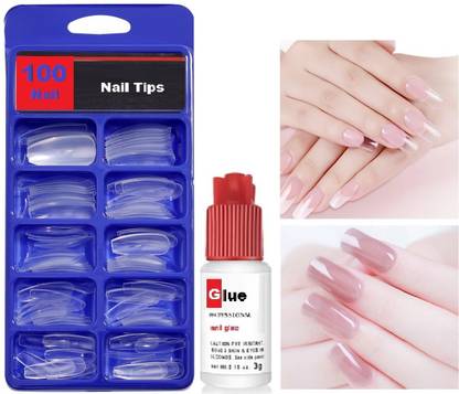 Aylily Long Nails Transparent Nail Art Fake Nail Free Nail Glue Transparent TRANSPARENT