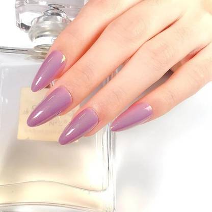 Sanfe Instant Stick On Nails - Violet Chrome | 24 Reusable Artificial Fake Nail White