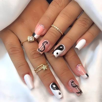 Shhagan Dollar Designer Press-on-Gel Nails with Application Kit 3059 Handmade, Multicolor