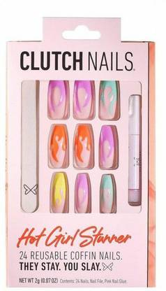 Clutch Nails Press-On Fake Nails - Hot Girl Stunner - 24ct Multicolor