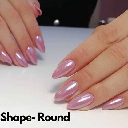 sparkling nailon artificial designer nails acrylic extension nails press on nails shape: round light pink holographic