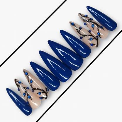 Shhagan Premium Blue Studded Artificial Press-on-Nails 387 Multicolor