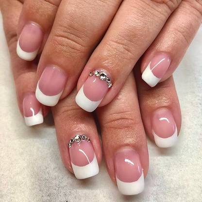 Shhagan Glamorous French Manicure with Rhinestones white, silver rhinestones