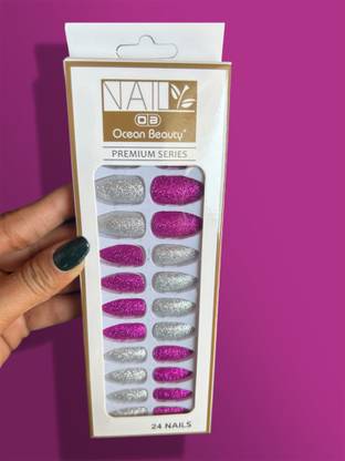 Chronex Matte-Finish 24pcs Stick-on Nails set,Easy Glue Tab application,Nails Extension Multi