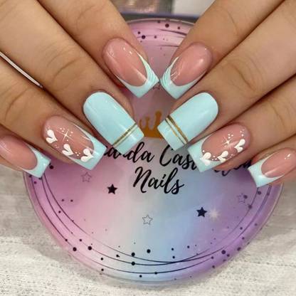 kyiesh Reusable Mauve & Sky Blue Press on Nails Mauve, Sky Blue