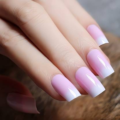 Shhagan Soft Pink Ombre Nails pink, white