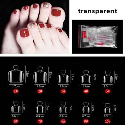 LikeUp 500PCS False Nails Artificial Clear DIY False Toe Nails Fake Nails for Nail Art Transparent