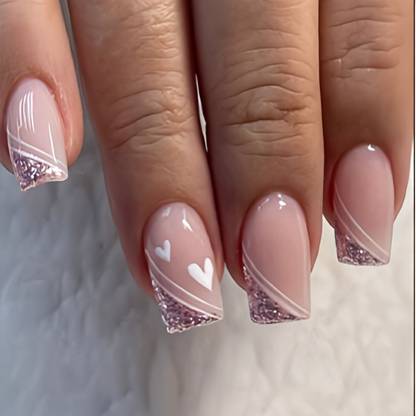 The NailzStation French Artificial nails Designer Acrylic Fake Press on art with glue kit Natural