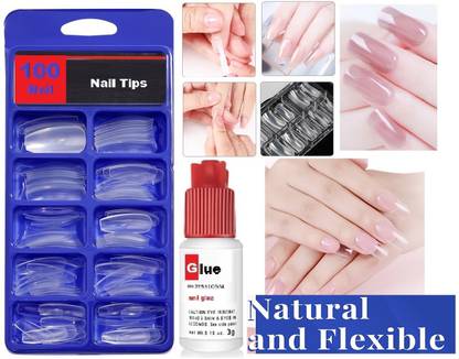 Amaryllis Acrylic False Nails With Nail Glue Transparent TRANSPARENT
