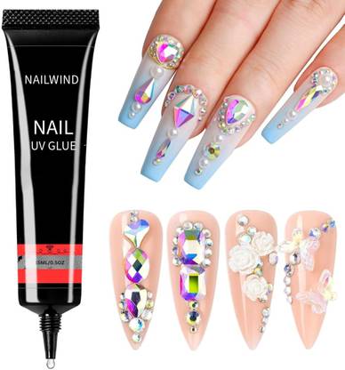 NAILWIND Nail Rhinestone Glue with Brush/Pen Strong Adhesive Nail Glue for Nail Art